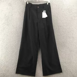 Cider Dress Pants Womens Medium Solid Black Wide Leg High Rise Zip Fly NEW - Picture 1 of 16
