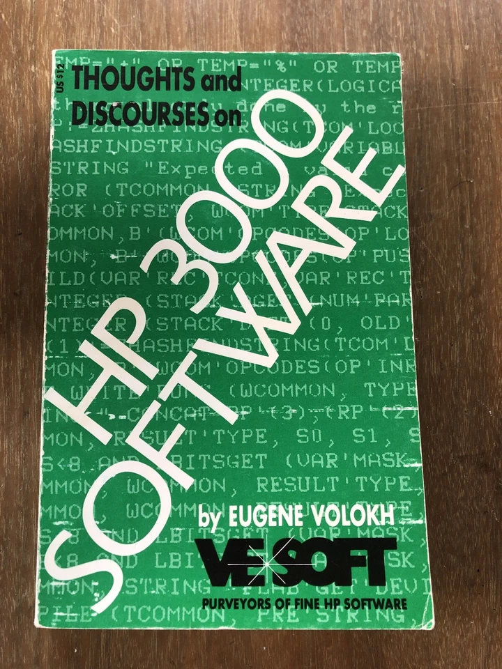 THOUGHTS AND DISCOURSES HP 3000 SOFTWARE Volokh 1987 - Image 1 of 4