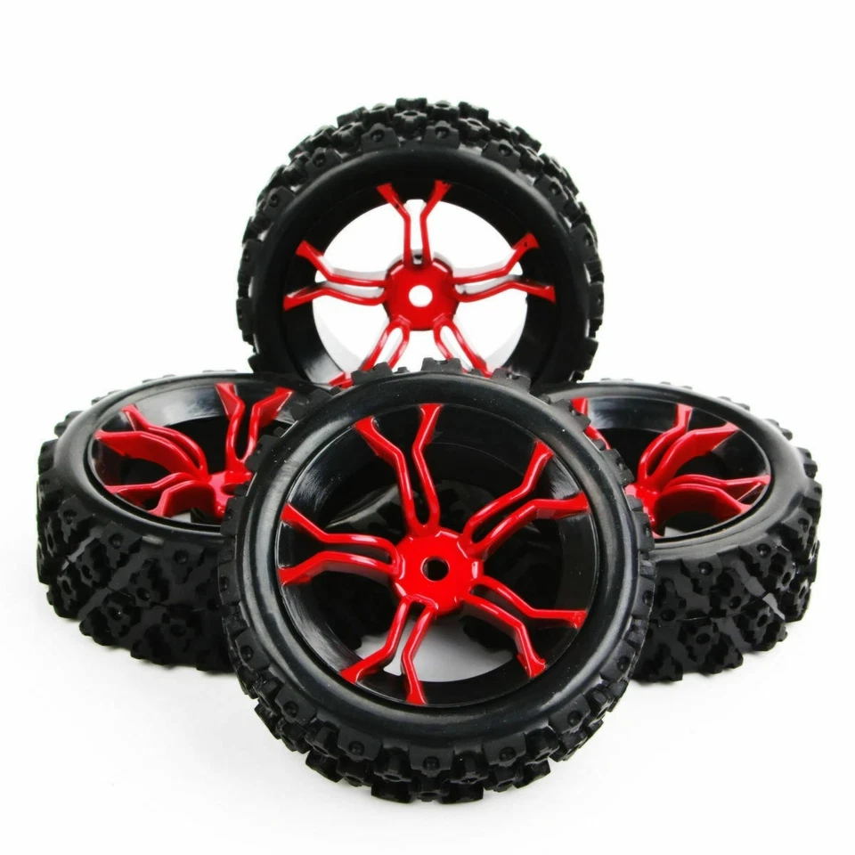 US 4pcs Rally Tires&wheel 12mm Hex for HSP HPI 1 10 off Road Model Car Tyres