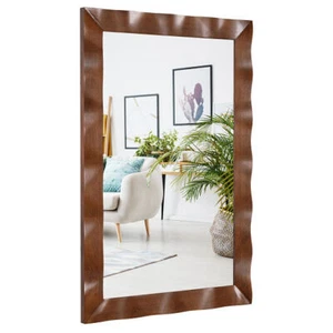 41.5 x 28 inches Farmhouse Wall Mirror with Solid Wood Frame-Brown - Color: Brow - Picture 1 of 5
