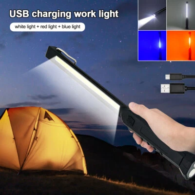 COB LED Rechargeable Warning&Work Light USB Hand Torch Inspection Magnetic Lamp - Image 1 of 4