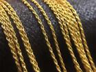 Pure 18K Yellow Gold Necklace Solid AU750 18" Twisted Rope Chain Necklace 