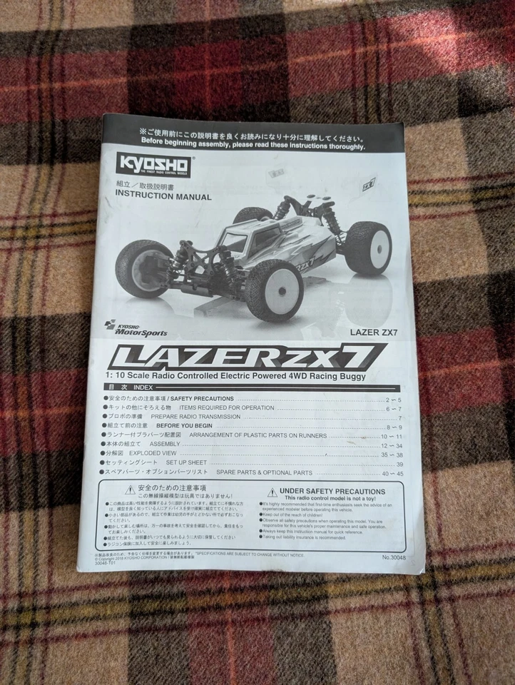 MANUALE ISTRUZIONI MONTAGGIO KYOSHO LAZERZX7 LAZER ZX 7 ORIGINALE AUTO RC - Immagine 1 di 4