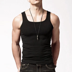 3 Packs Mens 100% Cotton Tank Tops A-Shirt Wife Beater Undershirt Ribbed Black - Picture 1 of 4