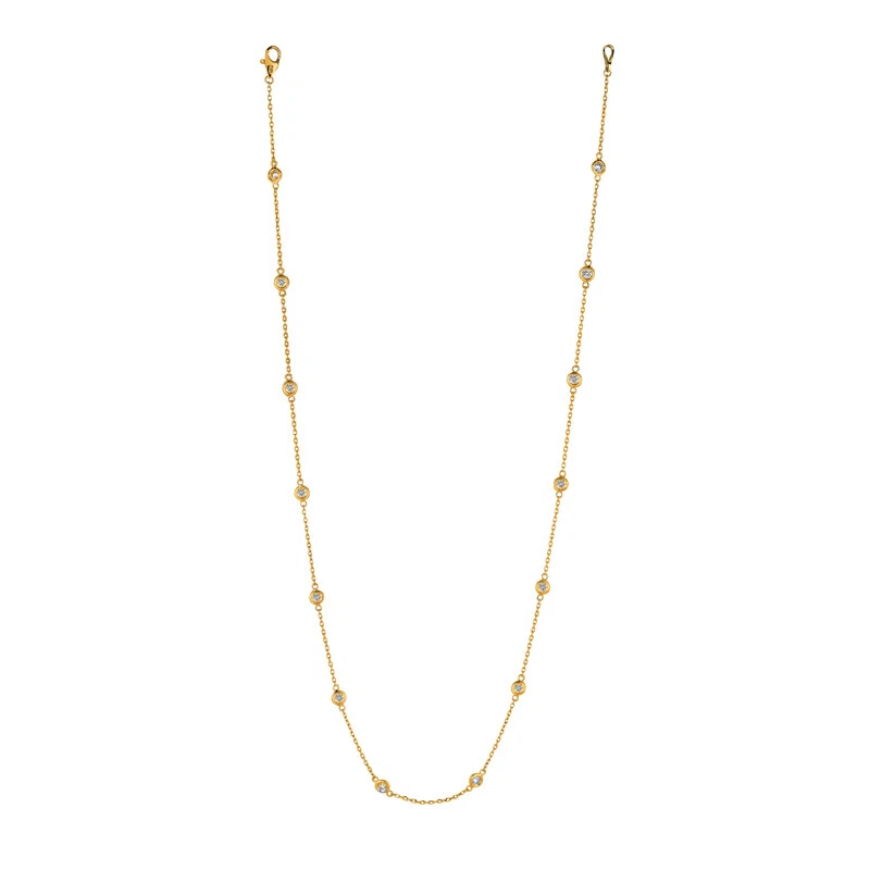 1.00 Carat Diamond by the Yard Necklace G SI 14K Yellow Gold 14 stones 18 inches - Image 1 of 1