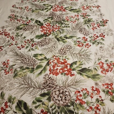 Mantel de tela estampado 58"x102" Navidad vacaciones acebo asientos 8 a 10 Foto 1 de 4