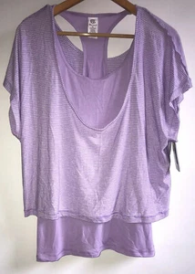 Champion Loose Fit Gear High Low Shirt Size XL No Sleeve Purple Striped Fitness - Picture 1 of 4