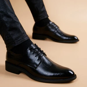 Scarpe abito nero uomo festa scarpe abito uomo pelle italiana scarpe formali uomo - Foto 1 di 21