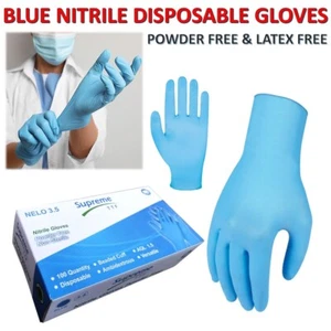 100 BLACK DISPOSABLE NITRILE GLOVES POWDER FREE LATEX FREE MEDICAL STRONG 1000 - Picture 1 of 4
