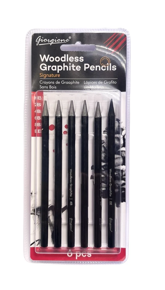 Giorgione Woodless Graphite Pencils HB 2B 4B 6B 8B EE Drawing Sketching 6pcs