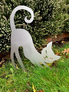 KATZE KÄTZCHEN GARTEN STAHL PFAHL PFLANZTOPF METALLSPIESS DEKOR GESCHENK GROSS 4 - Bild 1 von 2