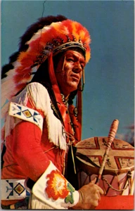 Native Indigenous American Famous Chief Beating a Drum Headdress - Picture 1 of 2