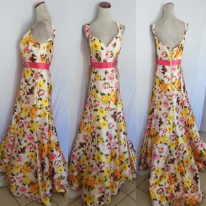 NEW MAC DUGGAL Floral SLEEVELESS Jeweled RHINESTONE V-Neck MIKADO BALL GOWN 14 - Picture 1 of 10