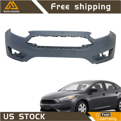For Ford Focus 2015 2016 2017 2018 S/SE/SEL 4-Door Front Bumper Cover Black - Image 1 of 4