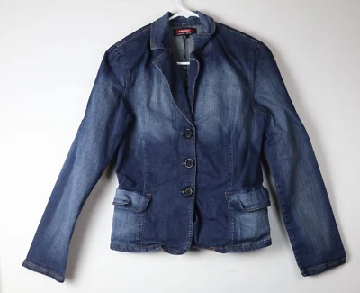 Angel American Brand Denim Jacket size Large Blue Button Up w Pockets 16.5" PTP - Image 1 of 4