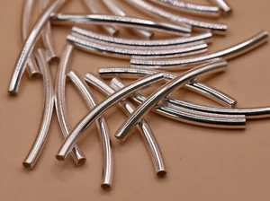 Sterling Silver Curved Tube & S Shape Beads 925 Noodle Spacer Jewellery Making - Picture 1 of 10