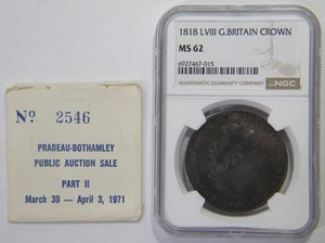 GREAT BRITAIN 1818 CROWN KING GEORGE III NGC MS62 SILVER WORLD COIN TONED ๐โญ๐ - Picture 1 of 7