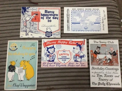 5 EARLY/VINTAGE GREETINGS POSTCARDS - FROM VARIOUS CHILDREN’S CLUBS - Image 1 of 2