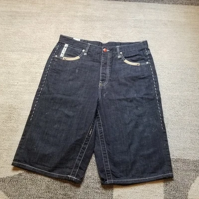 Pantalones Cortos de Denim Parish Para Hombres 36 Y2K Sueltos Patinador Bordados Hip Hop Pantalones Cortos Foto 1 de 4