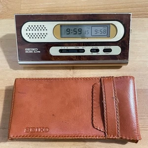 VTG SEIKO Transistor Radio Melodic Travel Alarm Clock w Case MCM Brown Gold Tone - Picture 1 of 18