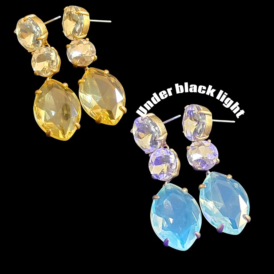 Pendientes para mujer J Crew cristal tono dorado llamativos ¡brillan bajo luz negra! Foto 1 de 4