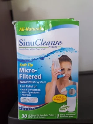 All-Natural Sinu Cleanse с мягким наконечником микрофильтрованная назальная промывочная система - Изображение 1 из 3
