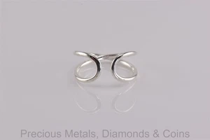 Sterling Silver 10mm Double Looped Open Faced Crossover Band Ring 925 Sz: 7 - Picture 1 of 6