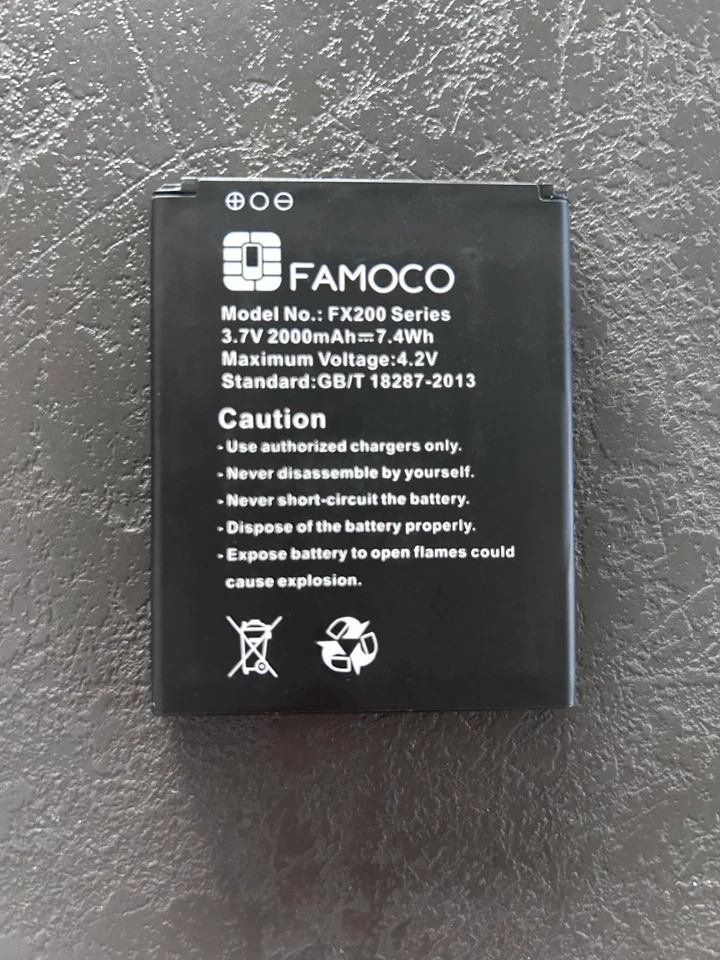 FAMOCO FX200 Lithium Akku 3,7V 2000Mah GB/T 18287-2000 KOMPATIBEL ALSO SAMSUNG - Bild 1 von 3