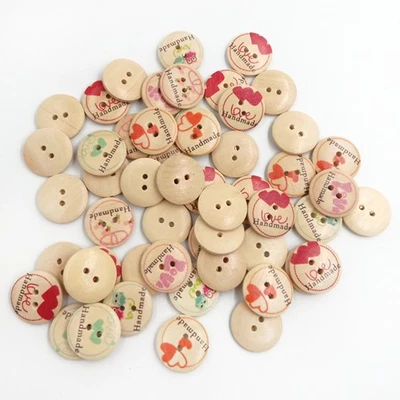  50 Pcs Knöpfe Holz Handmade Label Zum Annähen Buttons for Cardigans - Bild 1 von 4