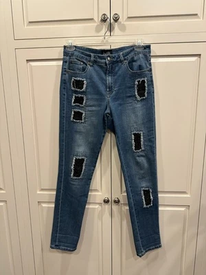 Jeans Joseph Ribkoff Denim Azul Negros Joyas Para Mujer Talla 12 Usados en Excelente Condición Foto 1 de 4