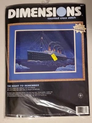 1998 Dimensions Titanic THE NIGHT TO REMEMBER Counted Cross Stitch Kit #3871 NOS - Image 1 of 2