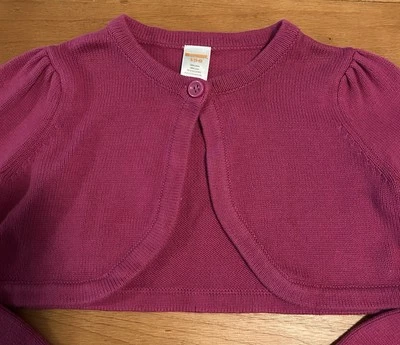 Gymboree Niñas Talla Pequeña 5-6 Crop Suéter Cárdigan Chaqueta Encogerse de hombros Magenta ¡Nuevo! Foto 1 de 3