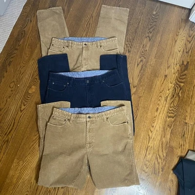 (3) L.L. Bean Standard Fit Corduroy pants dark tan navy blue 38 x 30 EUC - Image 1 of 4