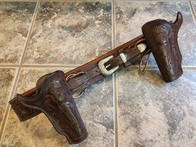 Kirkpatrick 1865 Prospector Tooled Doble Funda Cinturón .45 Cal Colt SAA 4.75" 42 Foto 1 de 4