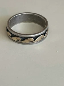 Vintage P.  Skeet 14K Gold & Sterling Silver Wave Ring Size 10.5 7 Grams - Picture 1 of 9