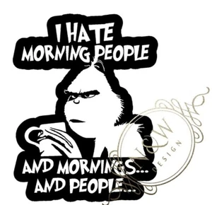 Grinch I Hate Morning People Funny Christmas Car Wall Window Decor Vinyl Sticker - Picture 1 of 9