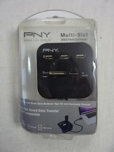PNY Multi-Slot USB & Flash Card Reader for SD, microSD, MMC and MS/Pro Duo - Picture 1 of 5
