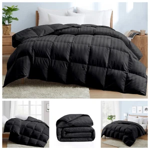 Amazing Comforter Down Alternative 100% Cotton Grey Stripes Select Item - Imagen 1 de 12