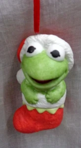 Vtg Rare Find ENESCO Ceramic JIM HENSON Christmas Ornament BABY KERMIT THE FROG - Picture 1 of 3