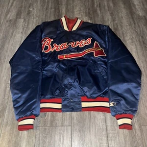 Vintage 80s Atlanta Braves Starter satin jacket XLarge 27 X24 Made in USA - Picture 1 of 7