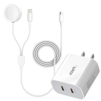 Magnetic Cable USB C Plug Fast Charger For Apple Watch 8/7/6/5/4/3/2/1/SE iPhone - Image 1 of 4