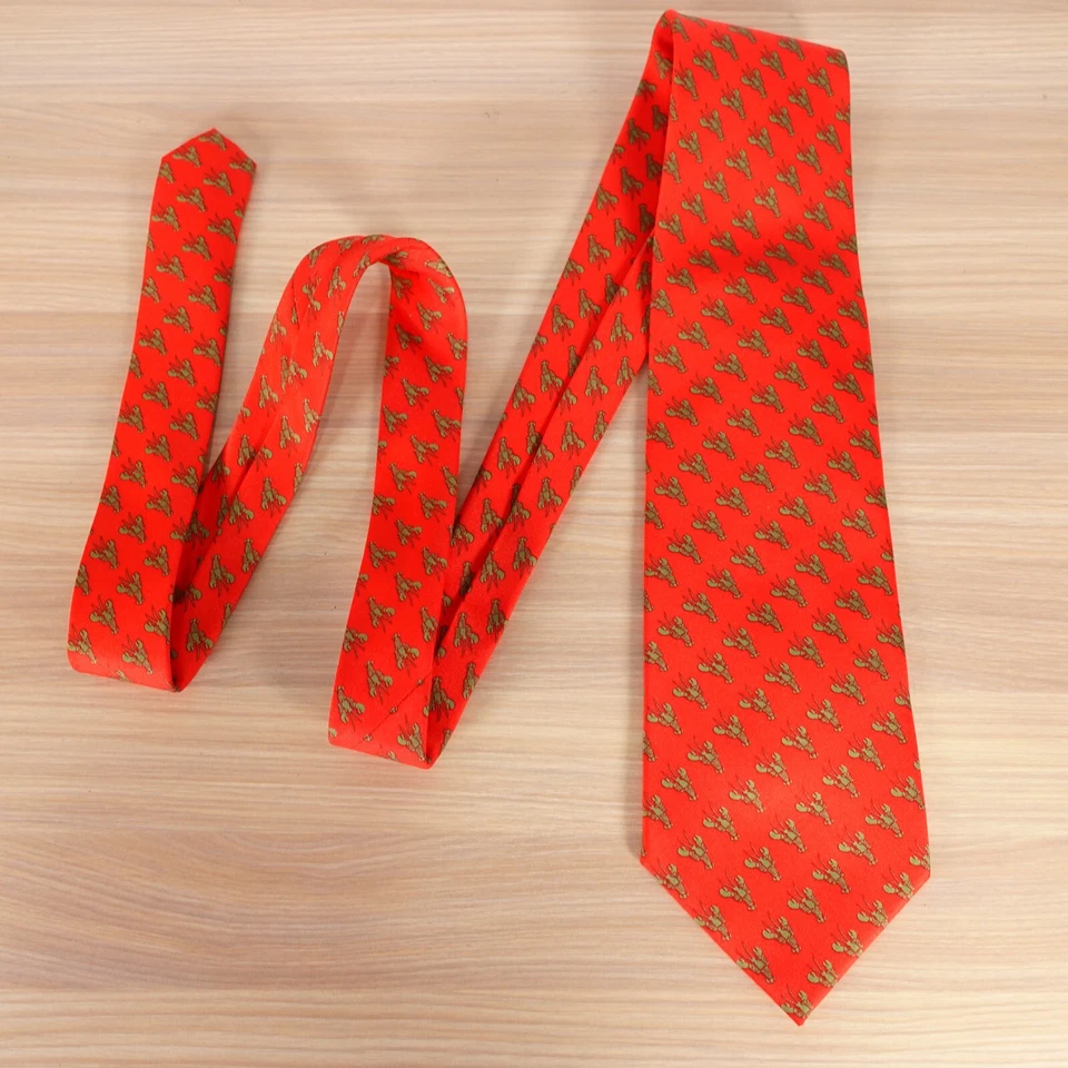 Neck Tie Mens Red Lobster Print Rayon Novelty Cool Fancy Dadcore Handmade UTOPIA - Image 1 of 4