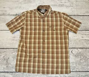 Jack Wolfskin Short Sleeve Shirt Outdoor Mens Clothes Plaid Travel Button Downs - Picture 1 of 12