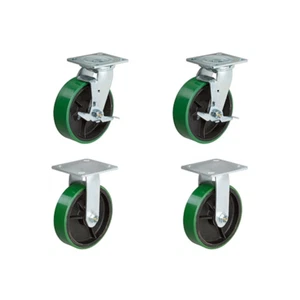 4" X 2" Tool Box Kit - Green Polyurethane Wheel - 3,200 Lbs Capacity Set of 4 - Picture 1 of 2