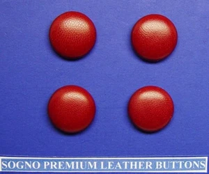 Set of 4 MADE IN USA 21mm (13/16") Oxblood-red leather covered jacket buttons - Picture 1 of 7