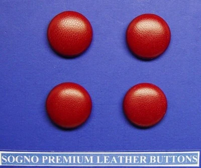 Set of 4 MADE IN USA 21mm (13/16") Oxblood-red leather covered jacket buttons - Image 1 of 4