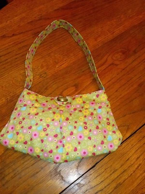 手工幼儿钱包心形和花朵带复古纽扣 8x5.5 — 第 1/2 张图片