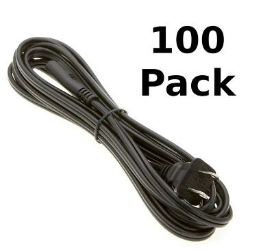 NEW 100-PACK 6ft 2-Prong Figure 8 Shape AC Power Cord Cable w/o Polarized - Image 1 of 3