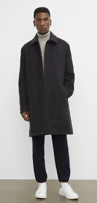 NWT CLUB MONACO Checked Car Coat in Navy Size XL. $498. - Image 1 of 4