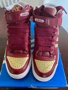 Men's Adidas Def Jam 25th Anniversary Forum Mid Sneakers Rouge/Gold/White UK 8.5 - Picture 1 of 12